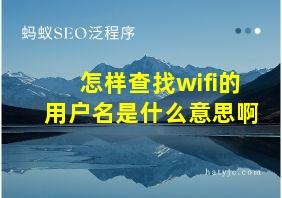 怎样查找wifi的用户名是什么意思啊