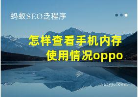 怎样查看手机内存使用情况oppo