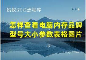 怎样查看电脑内存品牌型号大小参数表格图片