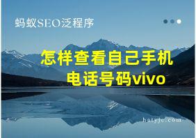 怎样查看自己手机电话号码vivo