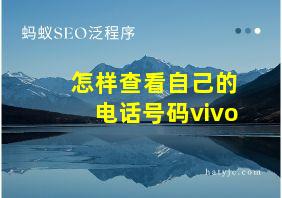 怎样查看自己的电话号码vivo