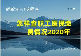 怎样查职工医保缴费情况2020年