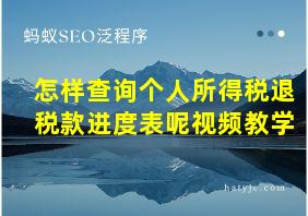 怎样查询个人所得税退税款进度表呢视频教学