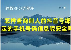 怎样查询别人的抖音号绑定的手机号码信息呢安全吗