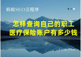 怎样查询自己的职工医疗保险账户有多少钱