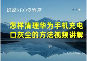 怎样清理华为手机充电口灰尘的方法视频讲解