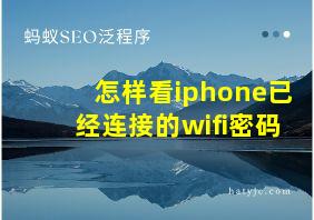 怎样看iphone已经连接的wifi密码