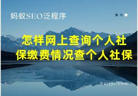 怎样网上查询个人社保缴费情况查个人社保