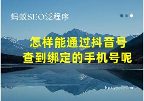 怎样能通过抖音号查到绑定的手机号呢