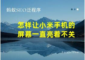 怎样让小米手机的屏幕一直亮着不关