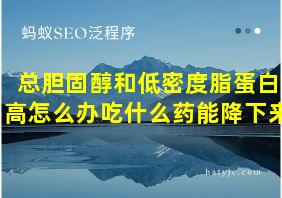 总胆固醇和低密度脂蛋白高怎么办吃什么药能降下来