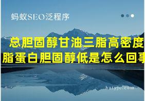 总胆固醇甘油三脂高密度脂蛋白胆固醇低是怎么回事