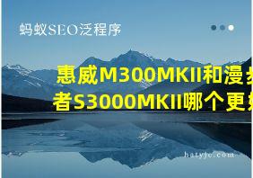 惠威M300MKII和漫步者S3000MKII哪个更好