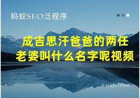 成吉思汗爸爸的两任老婆叫什么名字呢视频