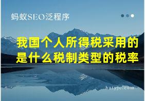 我国个人所得税采用的是什么税制类型的税率