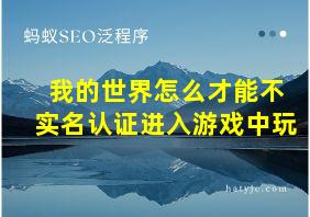 我的世界怎么才能不实名认证进入游戏中玩