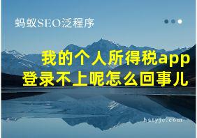 我的个人所得税app登录不上呢怎么回事儿