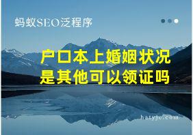 户口本上婚姻状况是其他可以领证吗