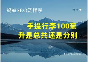 手提行李100毫升是总共还是分别