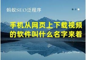 手机从网页上下载视频的软件叫什么名字来着