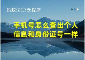 手机号怎么查出个人信息和身份证号一样