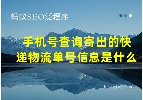 手机号查询寄出的快递物流单号信息是什么