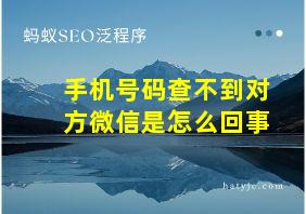 手机号码查不到对方微信是怎么回事