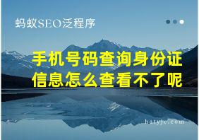 手机号码查询身份证信息怎么查看不了呢