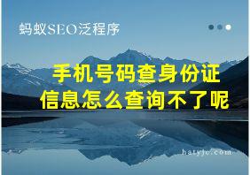 手机号码查身份证信息怎么查询不了呢