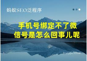 手机号绑定不了微信号是怎么回事儿呢