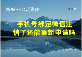 手机号绑定微信注销了还能重新申请吗