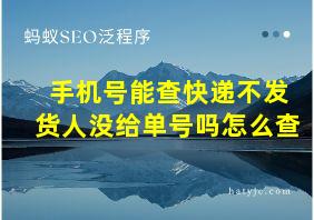 手机号能查快递不发货人没给单号吗怎么查