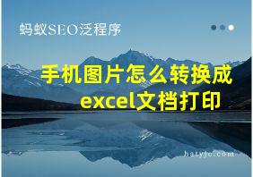 手机图片怎么转换成excel文档打印