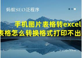 手机图片表格转excel表格怎么转换格式打印不出来