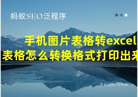 手机图片表格转excel表格怎么转换格式打印出来