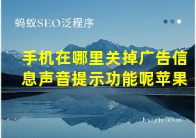 手机在哪里关掉广告信息声音提示功能呢苹果