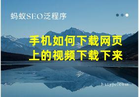 手机如何下载网页上的视频下载下来