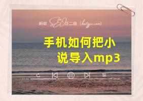 手机如何把小说导入mp3