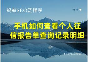 手机如何查看个人征信报告单查询记录明细