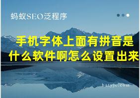 手机字体上面有拼音是什么软件啊怎么设置出来