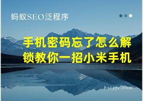 手机密码忘了怎么解锁教你一招小米手机