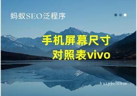 手机屏幕尺寸对照表vivo