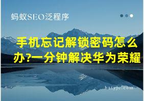 手机忘记解锁密码怎么办?一分钟解决华为荣耀