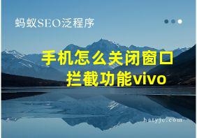 手机怎么关闭窗口拦截功能vivo