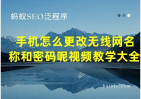 手机怎么更改无线网名称和密码呢视频教学大全