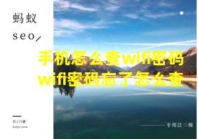 手机怎么查wifi密码wifi密码忘了怎么查