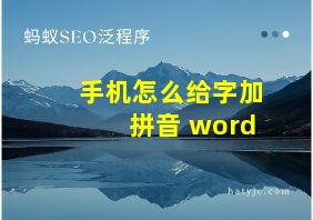 手机怎么给字加拼音 word