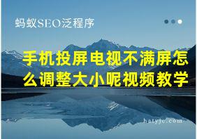 手机投屏电视不满屏怎么调整大小呢视频教学