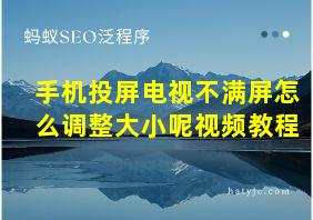 手机投屏电视不满屏怎么调整大小呢视频教程