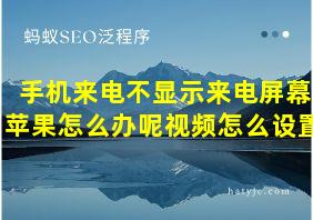 手机来电不显示来电屏幕苹果怎么办呢视频怎么设置